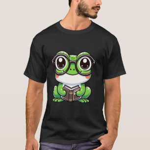 Süßer grüner Frosch liest Buch Amine Leser Männer T-Shirt