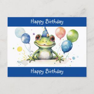 Süßer grüner Frosch mit Ballons Alles Gute zum Geb Postkarte