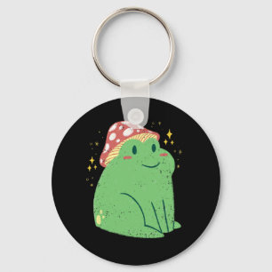 Süßer grüner Frosch mit Pilzhut Schlüsselanhänger