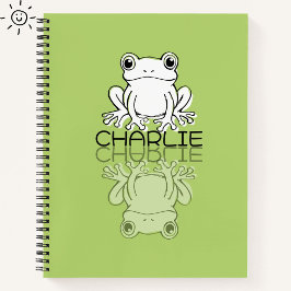 Süßer grüner Frosch Reflexions-Doodle mit individu Notizblock