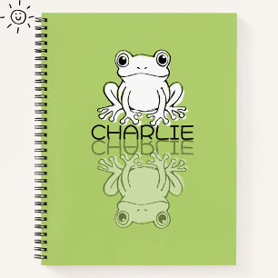 Süßer grüner Frosch Reflexions-Doodle mit individu Notizblock