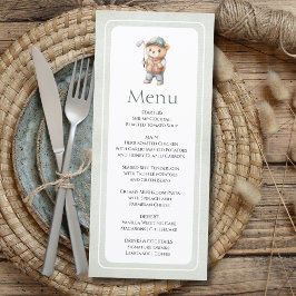 Süßer grüner Golfbär individuell für Baby Shower Menükarte
