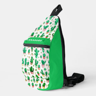 Süßer grüner Kaktus Name Wasserfarbe Pflanzen Must Crossbody Bag