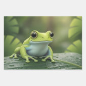 Süßer grüner Laubfrosch auf einem Blatt (Vorderseite 2)