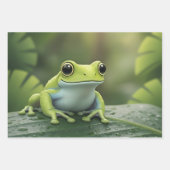Süßer grüner Laubfrosch auf einem Blatt (Vorderseite 3)