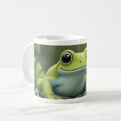 Süßer grüner Laubfrosch auf einem Blatt Kaffeetasse (Vorderseite Links)