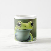Süßer grüner Laubfrosch auf einem Blatt Kaffeetasse (Mittel)