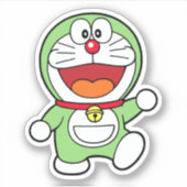 Süßer grüner Mini-Doraemon-Anime Aufkleber (Vorderseite)