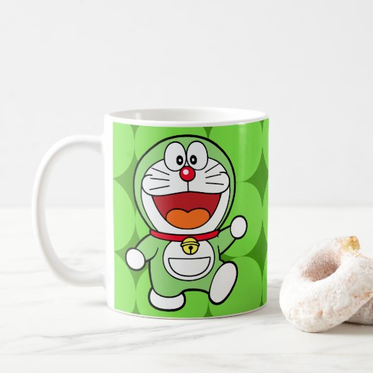 Süßer grüner Mini-Doraemon-Anime Kaffeetasse (Mit Donut)