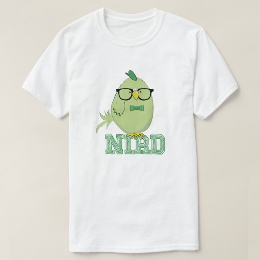 Süßer grüner Nerd-Vogel T-Shirt (Design vorne)