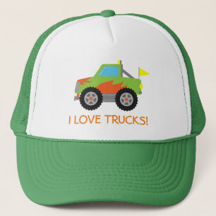 Süßer grüner Rennmonstertruck für Jungen Truckerkappe