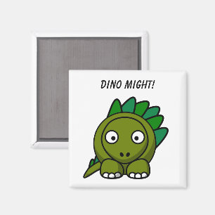 Süßer grüner Stegosaurus-Cartoon mit lustigem Dino Magnet
