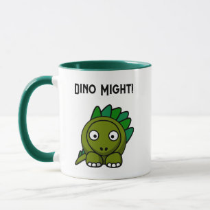 Süßer grüner Stegosaurus-Cartoon mit lustigem Dino Tasse