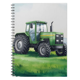 Süßer grüner Traktor Bauernhof Wasserfarben Kinder Notizblock