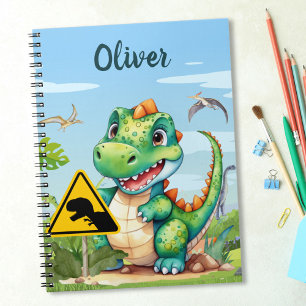 Süßer grüner Trex-Dinosaurier personalisiert Notizblock