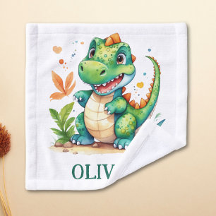 Süßer grüner Trex-Dinosaurier personalisiert Waschlappen