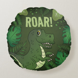 Süßer grüner Tyrannosaurus Rex Dinosaurier & Brüll Rundes Kissen
