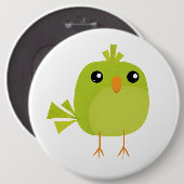 Süßer grüner Vogel-Cartoon Button (Vorne & Hinten)
