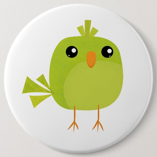 Süßer grüner Vogel-Cartoon Button (Vorderseite)
