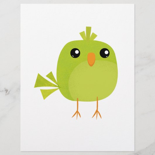 Süßer grüner Vogel-Cartoon Flyer (Vorne)