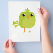 Süßer grüner Vogel-Cartoon Flyer (Hand)