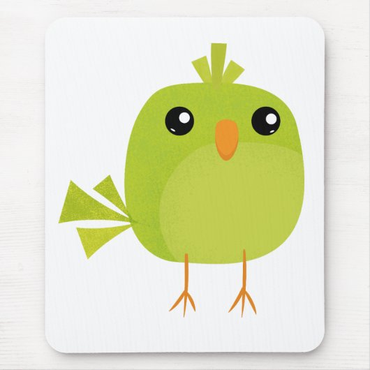 Süßer grüner Vogel-Cartoon Mousepad (Vorne)