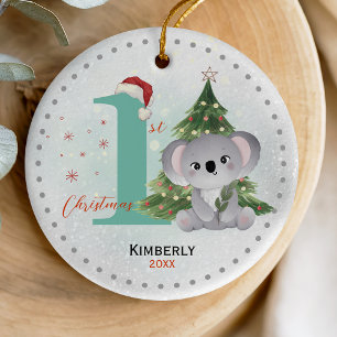 Süßer grüner Wasserfarbe-Baby-Weihnachten-Koala Keramik Ornament