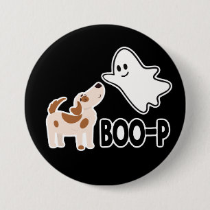 Süßer gruseliger Boo-Welpe Halloween Button