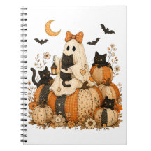 Süßer gruseliger Halloween-Geist mit schwarzen Kat