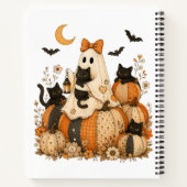 Süßer gruseliger Halloween-Geist mit schwarzen Kat Notizblock (Rückseite)