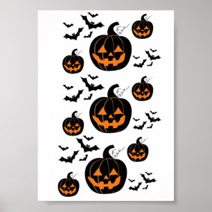 Süßer Gruseliger Halloween-Kürbis-Fledermaus-Muste Poster