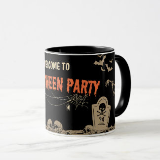 Süßer gruseliger Halloween-Kürbis und Schwarz  Tasse