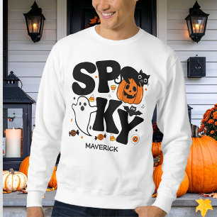 Süßer gruseliger Halloween-Schwarz und Orange Sweatshirt