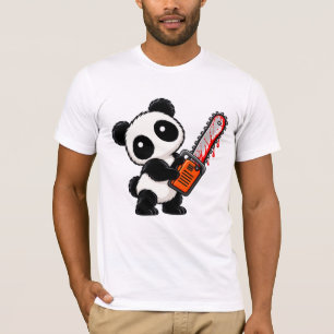 Süßer Gruseliger Kettensägen Zombie Panda T-Shirt