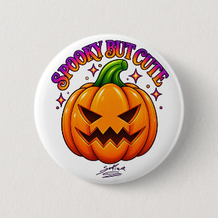 Süßer gruseliger Kürbis Halloween-Rundbutton-Anste Button