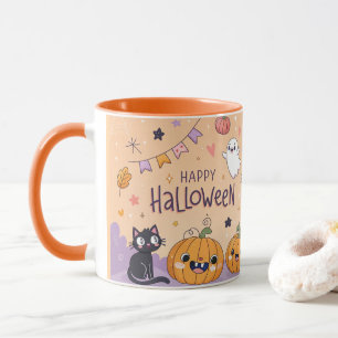 Süßer gruseliger orange Halloween-Kaffeebecher Tasse