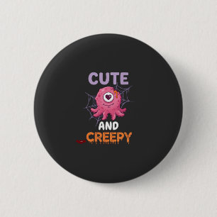 Süßer gruseliger rosa Monster Halloween Spinnennet Button