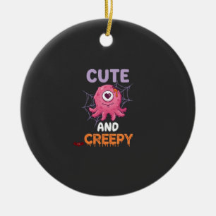 Süßer gruseliger rosa Monster Halloween Spinnennet Keramik Ornament