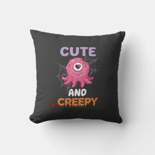 Süßer gruseliger rosa Monster Halloween Spinnennet Kissen