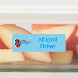 Süßer Guppy-Tropenfisch-Cartoon personalisiert Etiketten