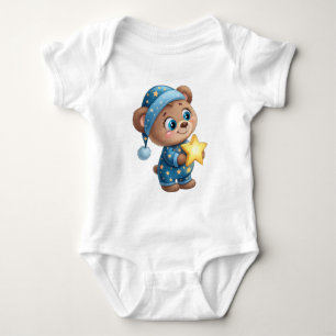 Süßer Gute-Nacht-Teddybär-Baby-Body Baby Strampler