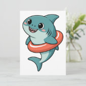 Süßer Hai-Baby mit Schwimmflügel | Kinder Einladung (Stehend Vorderseite)