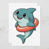 Süßer Hai-Baby mit Schwimmflügel | Kinder Einladung (Vorne/Hinten)