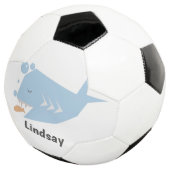 Süßer Hai Blau Monogramm Name Fußball (Dreiviertel)
