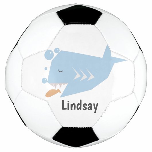 Süßer Hai Blau Monogramm Name Fußball (Vorderseite)