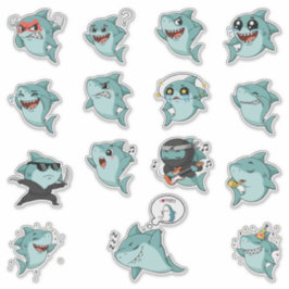 Süßer Hai-Emoji-Sticker-Pack Aufkleber