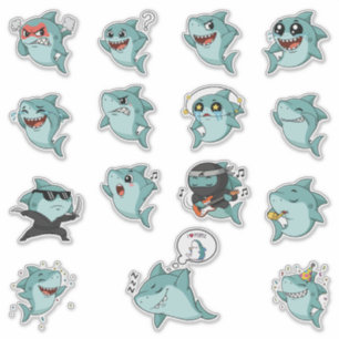 Süßer Hai-Emoji-Sticker-Pack Aufkleber