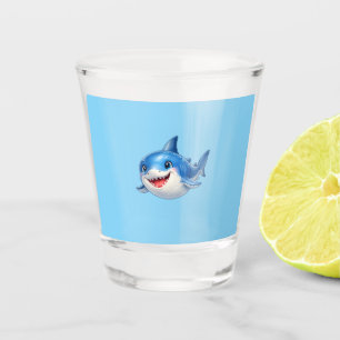 Süßer Hai mit großen Augen Glückliches Meeres-Tier Schnapsglas