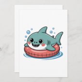 Süßer Haibaby mit Schwimmflügel | Kinder Einladung (Vorne/Hinten)