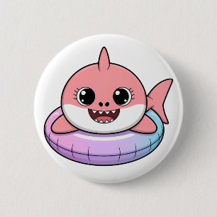Süßer Haibaby mit Schwimmhilfe Kinder Button